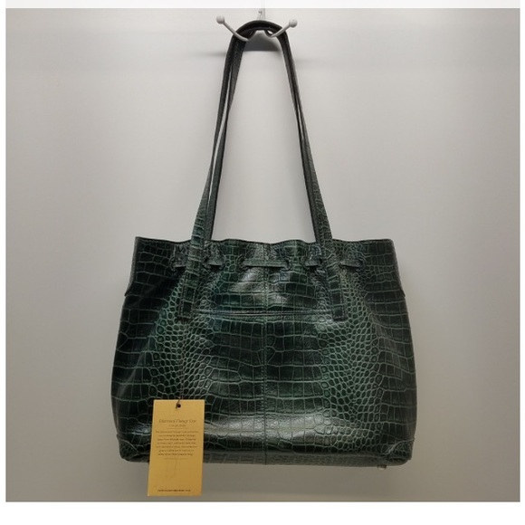 Patricia Nash 10th Anniversary Limited Edition Vintage Green Croc Leather Bag - Picture 2 of 16